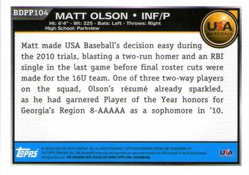 2010 Bowman Draft Picks & Prospects - Chrome Prospects #BDPP104 Matt Olson Back