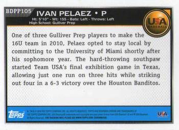 2010 Bowman Draft Picks & Prospects - Chrome Prospects #BDPP105 Ivan Pelaez Back