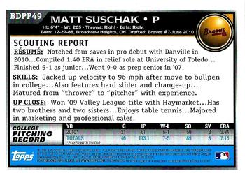2010 Bowman Draft Picks & Prospects - Chrome Prospects #BDPP49 Matt Suschak Back