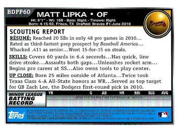 2010 Bowman Draft Picks & Prospects - Chrome Prospects #BDPP60 Matt Lipka Back