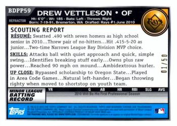 2010 Bowman Draft Picks & Prospects - Chrome Prospects Gold Refractors #BDPP59 Drew Vettleson Back