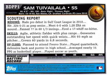 2010 Bowman Draft Picks & Prospects - Chrome Prospects Purple Refractors #BDPP1 Sam Tuivailala Back