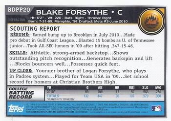 2010 Bowman Draft Picks & Prospects - Chrome Prospects Purple Refractors #BDPP20 Blake Forsythe Back