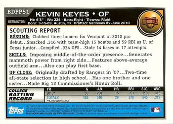 2010 Bowman Draft Picks & Prospects - Chrome Prospects Purple Refractors #BDPP51 Kevin Keyes Back