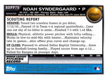 2010 Bowman Draft Picks & Prospects - Chrome Prospects Purple Refractors #BDPP75 Noah Syndergaard Back