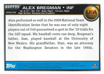 2010 Bowman Draft Picks & Prospects - Chrome Prospects Purple Refractors #BDPP95 Alex Bregman Back
