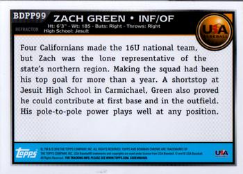 2010 Bowman Draft Picks & Prospects - Chrome Prospects Purple Refractors #BDPP99 Zach Green Back