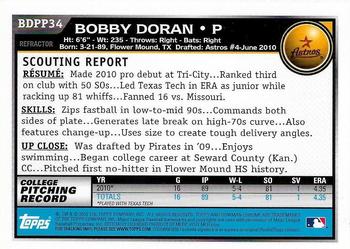 2010 Bowman Draft Picks & Prospects - Chrome Prospects Refractors #BDPP34 Bobby Doran Back