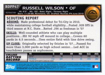 2010 Bowman Draft Picks & Prospects - Chrome Prospects Refractors #BDPP47 Russell Wilson Back