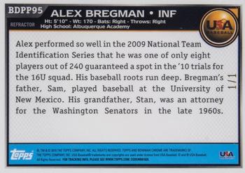 2010 Bowman Draft Picks & Prospects - Chrome Prospects Superfractors #BDPP95 Alex Bregman Back