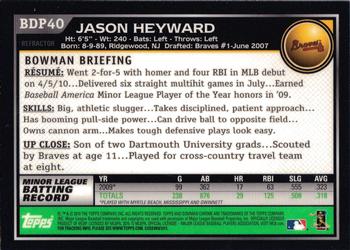 2010 Bowman Draft Picks & Prospects - Chrome Purple Refractors #BDP40 Jason Heyward Back