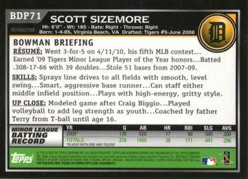 2010 Bowman Draft Picks & Prospects - Chrome Purple Refractors #BDP71 Scott Sizemore Back
