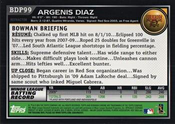 2010 Bowman Draft Picks & Prospects - Chrome Purple Refractors #BDP99 Argenis Diaz Back