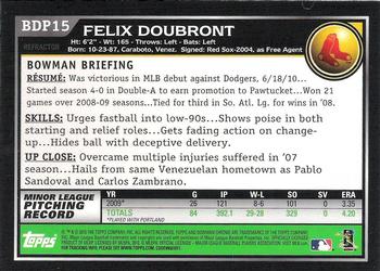 2010 Bowman Draft Picks & Prospects - Chrome Refractors #BDP15 Felix Doubront Back