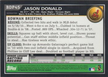 2010 Bowman Draft Picks & Prospects - Chrome Refractors #BDP45 Jason Donald Back