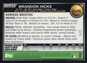 2010 Bowman Draft Picks & Prospects - Chrome Superfractors #BDP53 Brandon Hicks Back