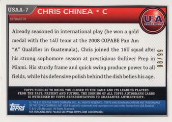 2010 Bowman Draft Picks & Prospects - Chrome USA Baseball Autographs Blue Refractors #USAA-7 Chris Chinea Back