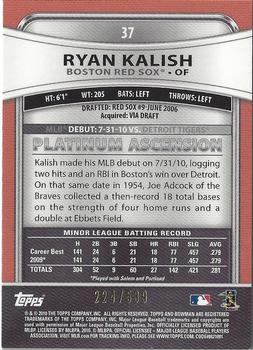 2010 Bowman Platinum - Gold Refractors #37 Ryan Kalish Back