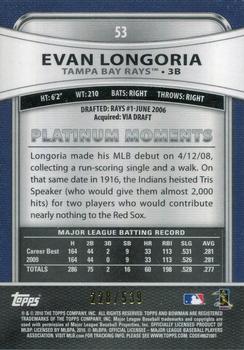 2010 Bowman Platinum - Gold Refractors #53 Evan Longoria Back