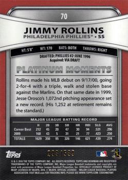 2010 Bowman Platinum - Gold Refractors #70 Jimmy Rollins Back