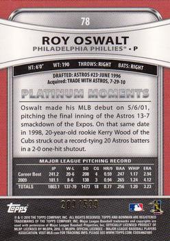 2010 Bowman Platinum - Gold Refractors #78 Roy Oswalt Back