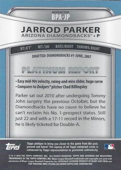 2010 Bowman Platinum - Prospect Autographs Refractors #BPA-JP Jarrod Parker Back