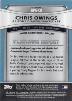 2010 Bowman Platinum - Prospect Autographs Refractors #BPA-CO Chris Owings Back