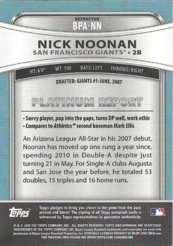 2010 Bowman Platinum - Prospect Autographs Refractors #BPA-NN Nick Noonan Back