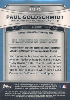 2010 Bowman Platinum - Prospect Autographs Refractors #BPA-PG Paul Goldschmidt Back