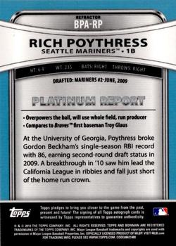 2010 Bowman Platinum - Prospect Autographs Refractors #BPA-RP Rich Poythress Back