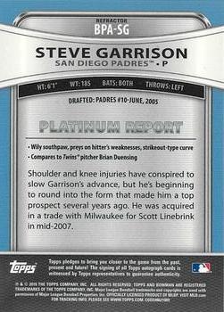 2010 Bowman Platinum - Prospect Autographs Refractors #BPA-SG Steve Garrison Back