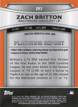 2010 Bowman Platinum - Prospects #PP7 Zach Britton Back