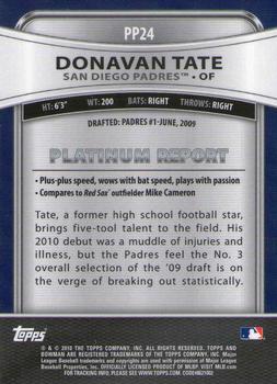 2010 Bowman Platinum - Prospects #PP24 Donavan Tate Back