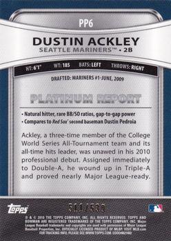 2010 Bowman Platinum - Prospects Gold Refractors Thick Stock #PP6 Dustin Ackley Back