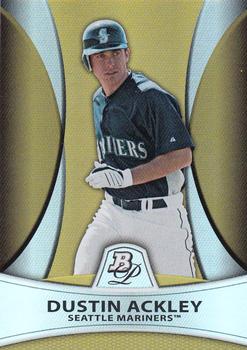 2010 Bowman Platinum - Prospects Gold Refractors Thick Stock #PP6 Dustin Ackley Front