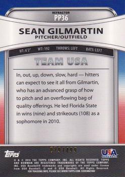 2010 Bowman Platinum - Prospects Green Refractors #PP36 Sean Gilmartin Back