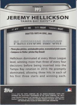 2010 Bowman Platinum - Prospects Purple Refractors #PP3 Jeremy Hellickson Back