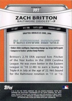 2010 Bowman Platinum - Prospects Purple Refractors #PP7 Zach Britton Back