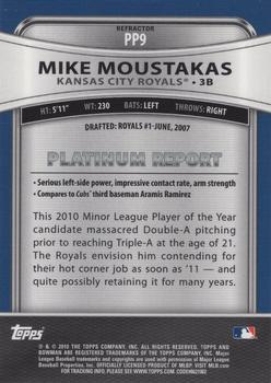 2010 Bowman Platinum - Prospects Purple Refractors #PP9 Mike Moustakas Back