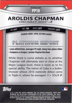2010 Bowman Platinum - Prospects Purple Refractors #PP10 Aroldis Chapman Back