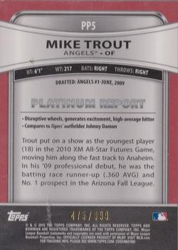 2010 Bowman Platinum - Prospects Refractors Thick Stock #PP5 Mike Trout Back