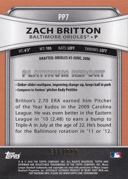 2010 Bowman Platinum - Prospects Refractors Thick Stock #PP7 Zach Britton Back