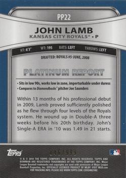 2010 Bowman Platinum - Prospects Refractors Thick Stock #PP22 John Lamb Back