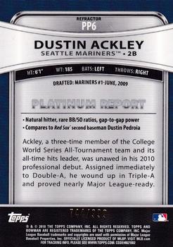 2010 Bowman Platinum - Prospects Refractors Thin Stock #PP6 Dustin Ackley Back