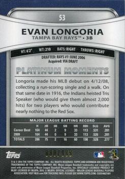 2010 Bowman Platinum - Refractors #53 Evan Longoria Back