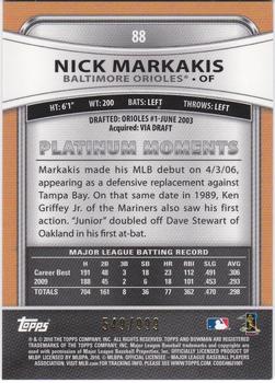 2010 Bowman Platinum - Refractors #88 Nick Markakis Back