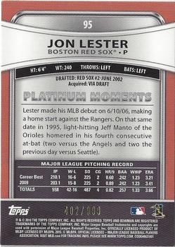 2010 Bowman Platinum - Refractors #95 Jon Lester Back
