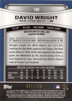 2010 Bowman Platinum - Refractors #100 David Wright Back