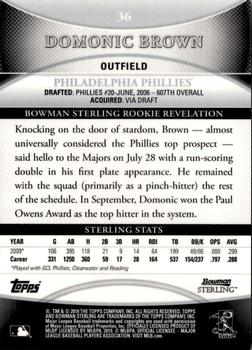 2010 Bowman Sterling - Rookie Autographs #36 Domonic Brown Back