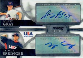 2010 Bowman Sterling - USA Baseball Dual Autographs #BSDA-13 Sonny Gray / George Springer Front